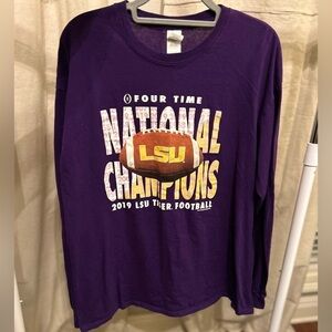 LSU Tigers 4 x Time National Champions 2019 Long Sleeve Shirt Football Size XL